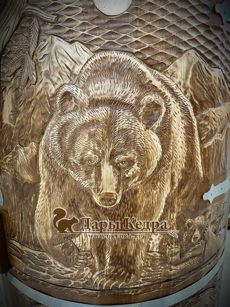 Кедровая бочка (фитобочка) «Бурый медведь»