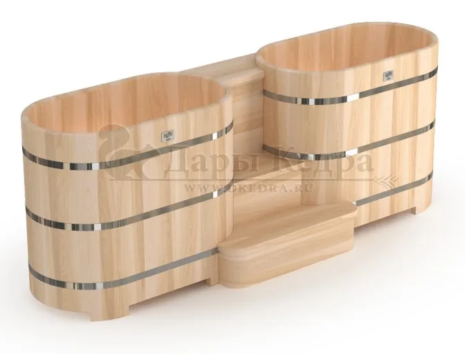 Двойная овальная купель для бани из кедра