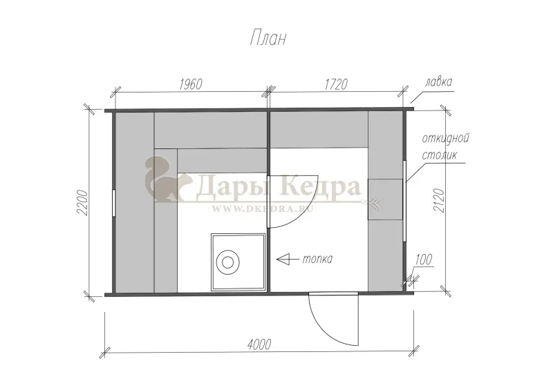 Баня «Парус» из кедра 4х2,2 м