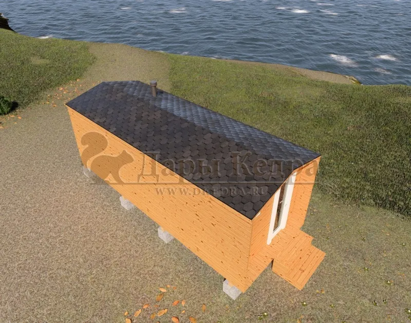 Каркасная баня Барн из кедра 6х2,2 м