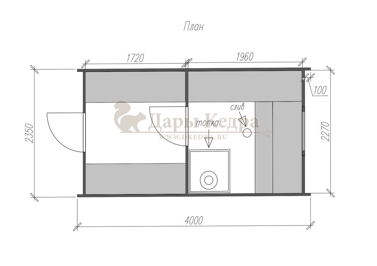 Баня «Викинг» из кедра 4х2,2 м