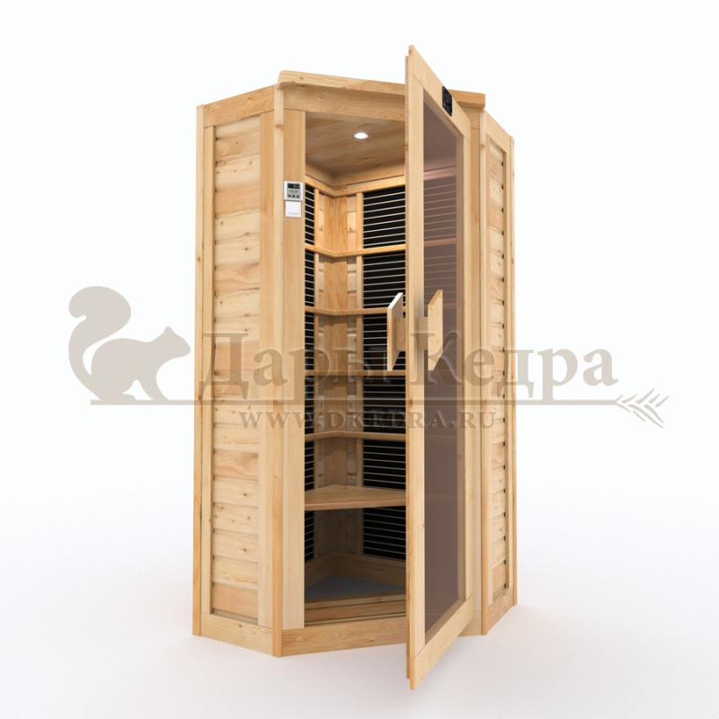 Одноместная угловая инфракрасная сауна кабина из кедра и липы с карбоновыми излучателями