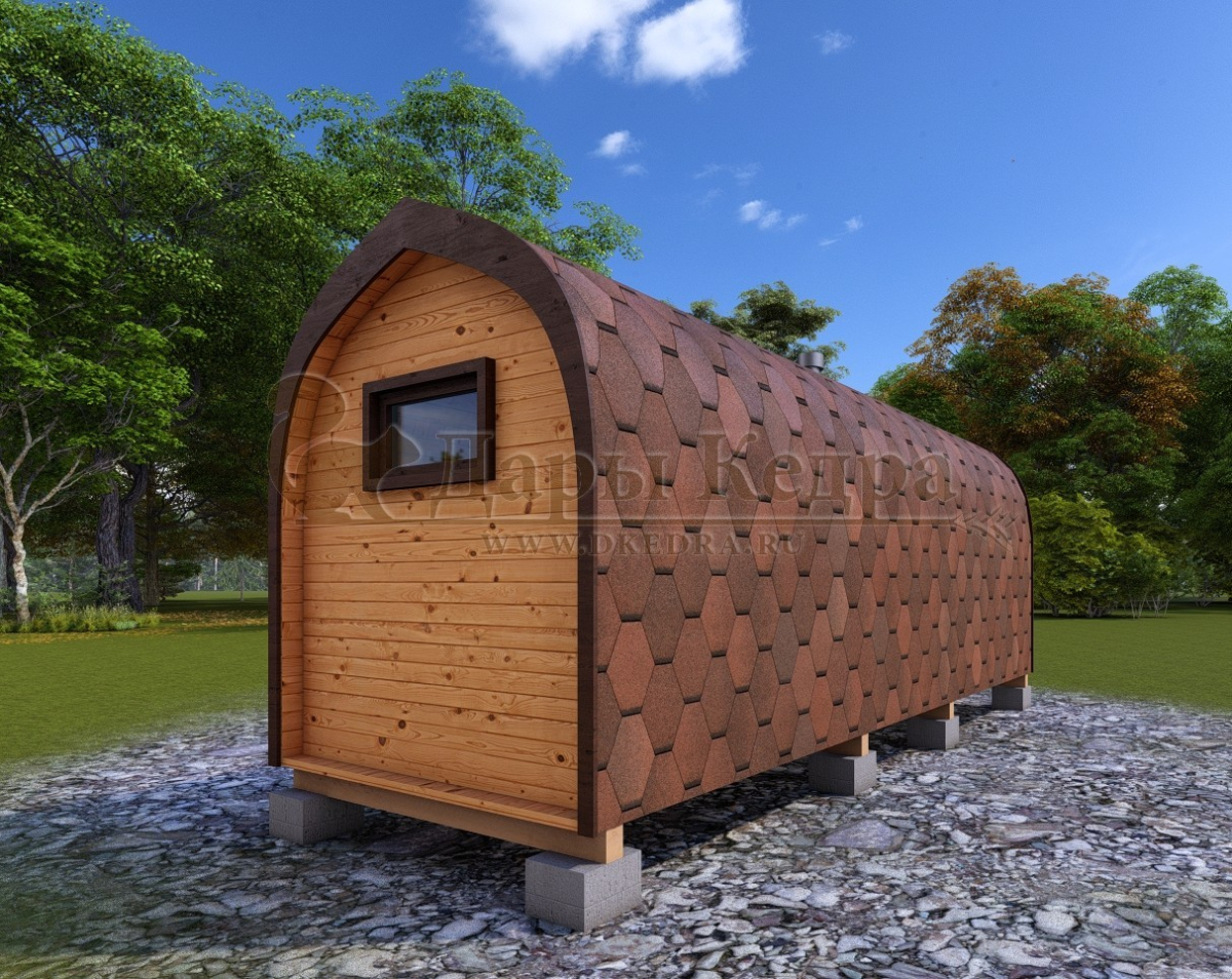 Баня «Викинг» из кедра 6х2,2 м с боковым входом