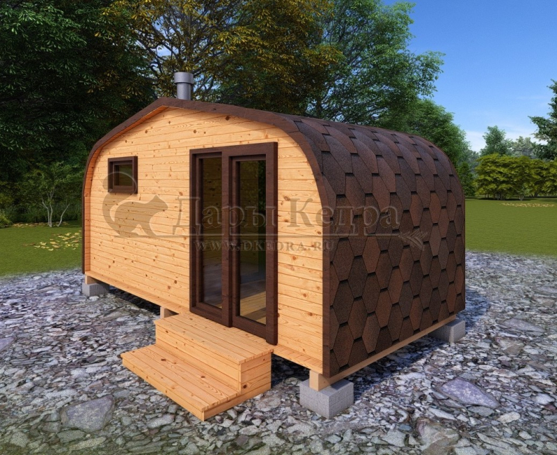 Баня «Викинг» из кедра 5х2,2 м с боковым входом